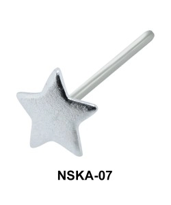 Solid Star Shaped Silver Straight Nose Stud NSKA-07